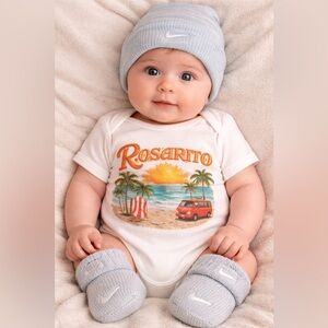 Nike Baby Hat & Booties Set 0-6 Months Gray Knit Logo Infant Unisex